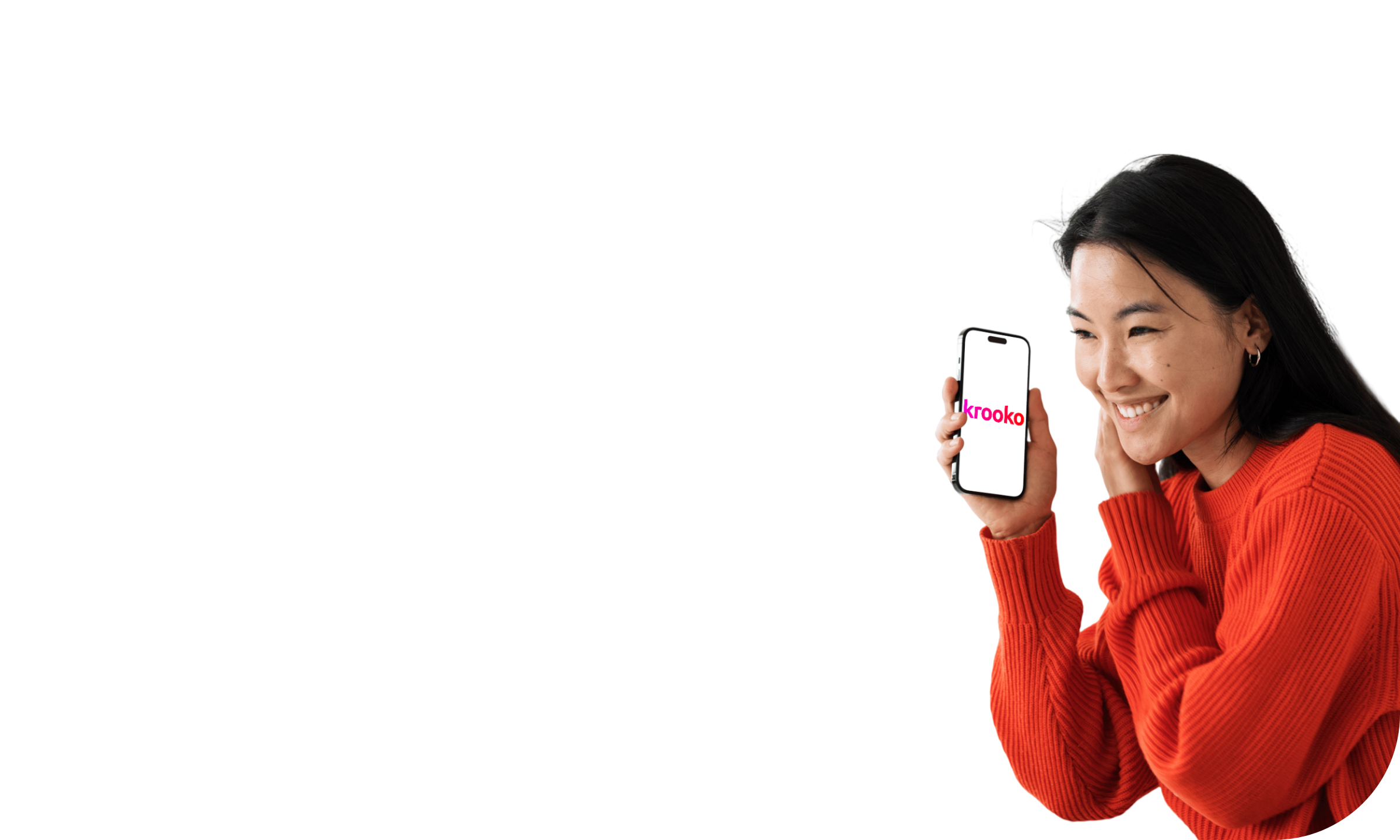 Person holding phone with the Krooko app open